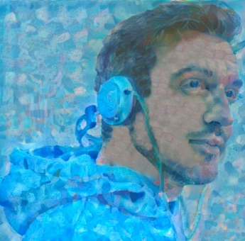 AI painting whose theme is music listening