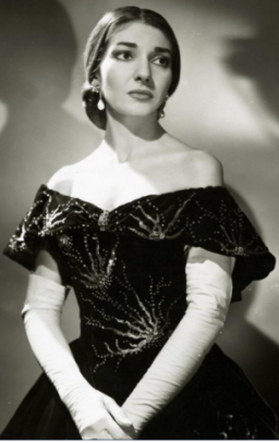 public domain photo of Maria Callas, in a web page related to music research, music technology and the YMusic search engine