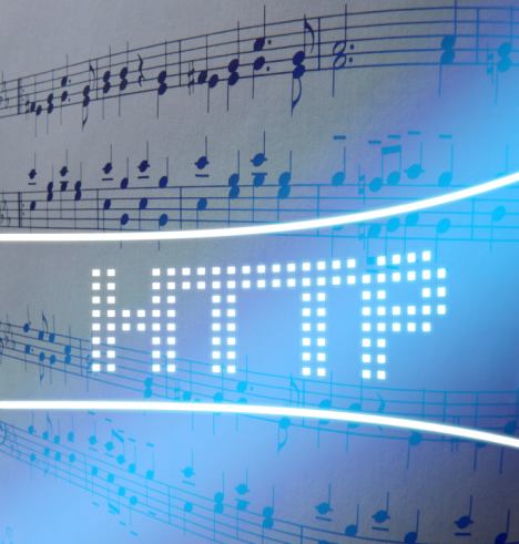 design associating the internet protocol and a sheet music, in a web page related to music research, music technology and the YMusic search engine