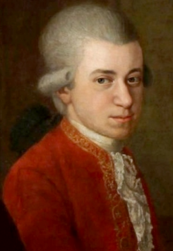 image presenting a painting of Wolfgang Amadeus Mozart (a detail), in a web page related to music research, music technology and the YMusic search engine