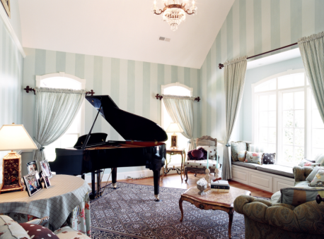 image presenting a room including a piano, in a web page related to music research, music technology and the YMusic search engine