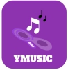 logo containing a magnifying glass, data symbols and the mention ‘YMusic‘